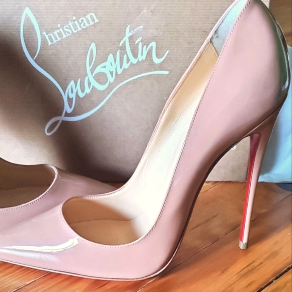 VEUC CHRISTIAN LOUBOUTIN So Kate Pumps Heels 120 Nude Patent Beige 40 8.5 9 9.5 - Picture 2 of 14